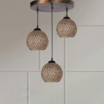 Suspension moderne 3 abat - jour tressés finition bronze arosa Suspension moderne 3 abat - jour tressés finition bronze arosa