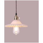 Suspension plafonnier industrielle vintage en verre blanc e27 �clairage retro pour int�rieur