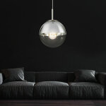 Suspension plafonnier salon boule de verre suspension chrome clair dans un ensemble comprenant des ampoules ...