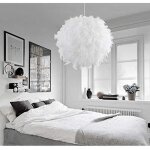 Suspension plume luminaire blanche moderne lustre abat - jour 30cm pour les salons chambres des enfants ...