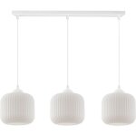 Suspension riffle blanc 3 abat - jour plats cylindre blanc e27 Suspension riffle blanc 3 abat - jour plats cylindre blanc e27