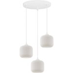 Suspension riffle blanc 3 abat - jour plats cylindre blanc e27