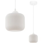 Suspension riffle blanche 1 plaque abat - jour cylindre blanc e27