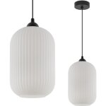 Suspension riffle noire 1 plaque abat - jour blanc grand cylindre e27