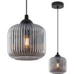 Suspension riffle noire 1 plaque graphite abat - jour cylindre e27