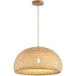 Suspension en rotin, abat - jour en bambou 38 cm style boh�me, lampe suspendue pour cuisine, plafonnier ...
