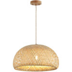 Lustre suspension en rotin et bambou 45 cm ? style boh�me, luminaire e27 pour cuisine, salle � manger, ...