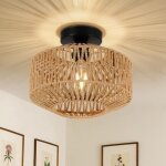 Suspension en rotin avec abat - jour boh�me - design bambou vintage - d�coration rustique pour le salon ...