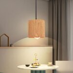 Suspension rotin luminaire vintage industrielle, e27 boho lampe r�tro �15cm abat - jour en m�tal et corde ...