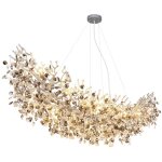 Suspension en verre argent� avec cristaux fum�s, hauteur 120 cm