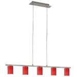 Suspension verre rouge chrome hall salon �clairage g9 5 flammes eglo 88547 dress