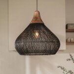 Suspension boh�me en rotin noir 40 cm ? luminaire vintage e27 pour salon, salle � manger, restaurant ...