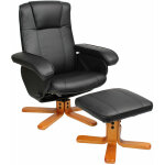 Svita - charles fauteuil relax tabouret fauteuil tv fauteuil pivotant bois simili cuir noir