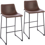 Svita ? set de 2 tabourets de bar en similicuir marron ? hauteur d'assise 72, 5 cm ? design industriel ...