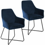 Svita - josie dining lot de 2 chaises de salle à manger fauteuil chaise rembourrée tissu bleu foncé Svita - josie dining lot de 2 chaises de salle à manger fauteuil chaise rembourrée tissu bleu foncé