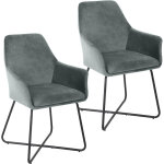 Svita - josie dining lot de 2 chaises de salle � manger fauteuil chaise rembourr�e tissu gris clair