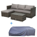Svita - queens poly rotin lounge canap d'angle meuble de jardin hotte set marron