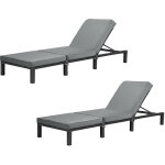 Set de 2 chaises longues de jardin svita peach avec coussin pliable en poly rotin noir