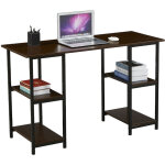 Svita - studio bureau tagre aspect noyer pieds mtalliques noirs