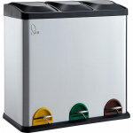 Tc3x20 poubelle à pédale, poubelle de tri sélectif, acier inoxydable (60 l), argent - svita Tc3x20 poubelle à pédale, poubelle de tri sélectif, acier inoxydable (60 l), argent - svita