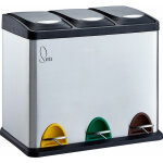 Svita ? poubelle � p�dale 24l tri s�lectif ? 3 compartiments de 8l ? acier inoxydable argent ? m�canisme ...