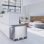 Tm3x18 poubelle corbeille � papier 54l poubelle � p�dale en acier inoxydable poubelle de recyclage - ...