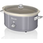 Swan - sf17031grneu retro mijoteuse 6, 5l po�le amovible en c�ramique antiadh�sive, vintage 320w gris ...