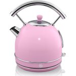 Swan - sk14630pneu retro bouilloire, 1, 8 l, acier inoxydable sans bpa, r�sistance cach�e, sans fil 3000w ...
