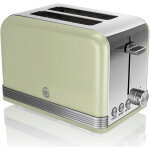 Swan - st19010gneu retro grille - pain � fente large 2 tranches, 3 fonctions, 6 niveaux, vintage 800w ...