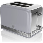 Swan - st19010grneu retro grille - pain � fente large 2 tranches, 3 fonctions, 6 niveaux, vintage 800w ...