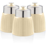 Swan swka1024cn retro set 3 botes de rangement cuisine 1, 2l hermtiques pour ptes riz, vintage crme ...