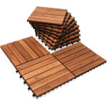 Swanew 44x dalles de terrasse en bois d?acacia ou bois d?eucalyptus 30 x 30 cm dalle clipsable balcon ...