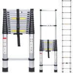 Echelle tlescopique 5m alu argent escabeau polyvalent jusqu' 150kg - swanew
