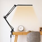 Lampe bureau led 10w 10 niveaux 3 tons lumire bras rglable pince mtal usb protection yeux tude - ...