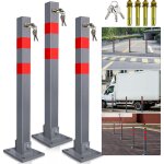 Poteau de barrage 3x barrire de parking rabattable 66cm verrouillable inoxydable - swanew