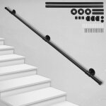 Rampe escalier murale 200cm main courante acier carbone garde - corps supports muraux pour enfants personnes ...