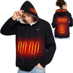 Sweat chauffant, sweat � capuche zippe chauff� veste chauffante homme femme avec batterie incluse 10000mah, ...