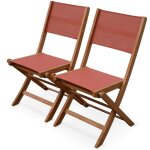 Sweeek - lot de 2 chaises de jardin en bois almeria. 2 chaises pliantes eucalyptus huil et textilne ...