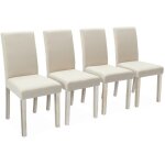 Sweeek - lot de 4 chaises - rita - chaises en tissu. pieds en bois crus. cru