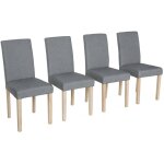 Sweeek - lot de 4 chaises - rita - chaises en tissu. pieds en bois crus. gris clairs