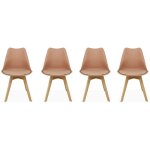 Sweeek - lot de 4 chaises scandinaves. pieds bois de htre. chaises 1 place. vieux rose