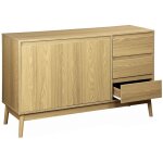 Sweeek - buffet en d�cor bois 2 portes et 3 tiroirs. buffet bas. l 120 x l 39 h 76cm - dune