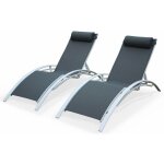 Duo de bains de soleil en aluminium et textil�ne louisa blanc / gris