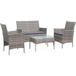 Ensemble de jardin en r�sine tress�e. salon 4 places fauteuil molt�s nuances de gris / gris