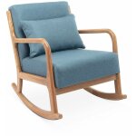 Sweeek - fauteuil  bascule design en bois et tissu. 1 place. rocking chair scandinave. bleu
