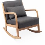 Sweeek - fauteuil  bascule design en bois et tissu. 1 place. rocking chair scandinave. gris fonc