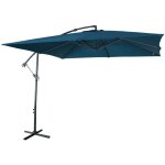 Parasol dport carr 3x3m - hardelot 3x3m - bleu canard - manivelle anti - retour toile dperlante facile ...