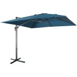 Parasol d�port� carr� 3x3m haut de gamme - falgos - bleu canard - parasol excentr� inclinable. rabattable ...