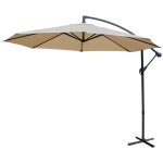 Sweeek - parasol d�port� rond �300cm - hardelot - beige - manivelle anti - retour toile d�perlante facile ...