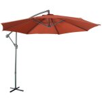 Parasol d�port� rond �300cm - hardelot - terracotta - manivelle anti - retour toile d�perlante facile ...
